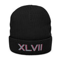 Embroidered 'XLVII' Ribbed Knit Beanie 1ST EDITIØN