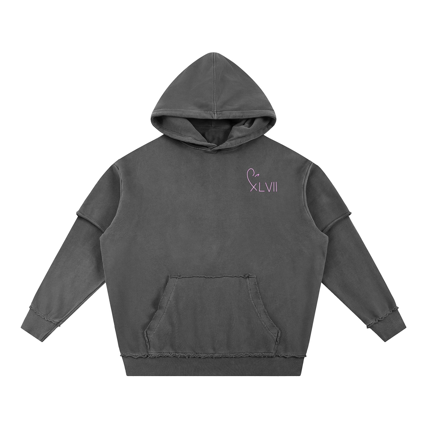 hoodie,layered,black,xlvii,washed,fade,doublelayer,allsize