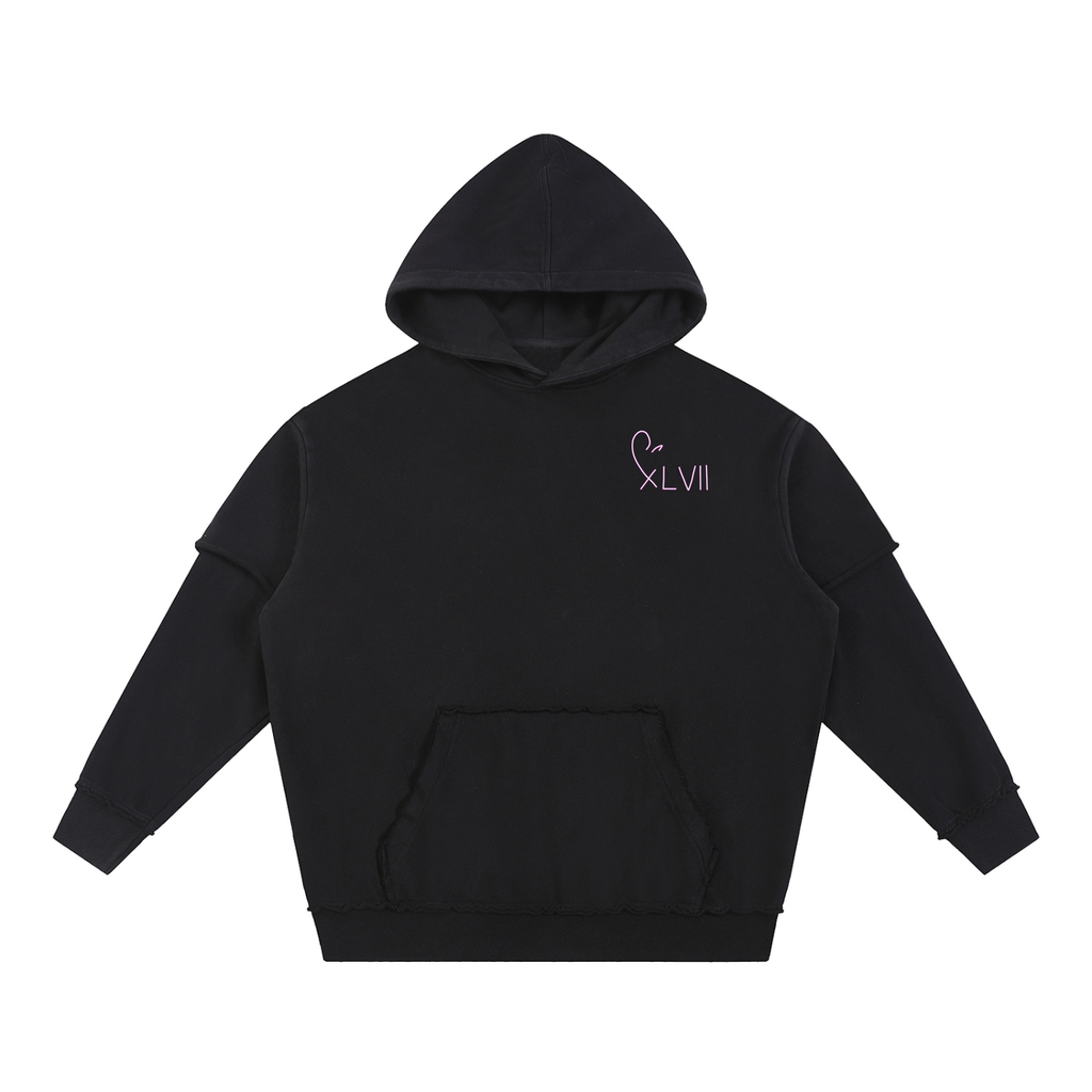 hoodie,layered,black,xlvii,washed,fade,doublelayer,allsize