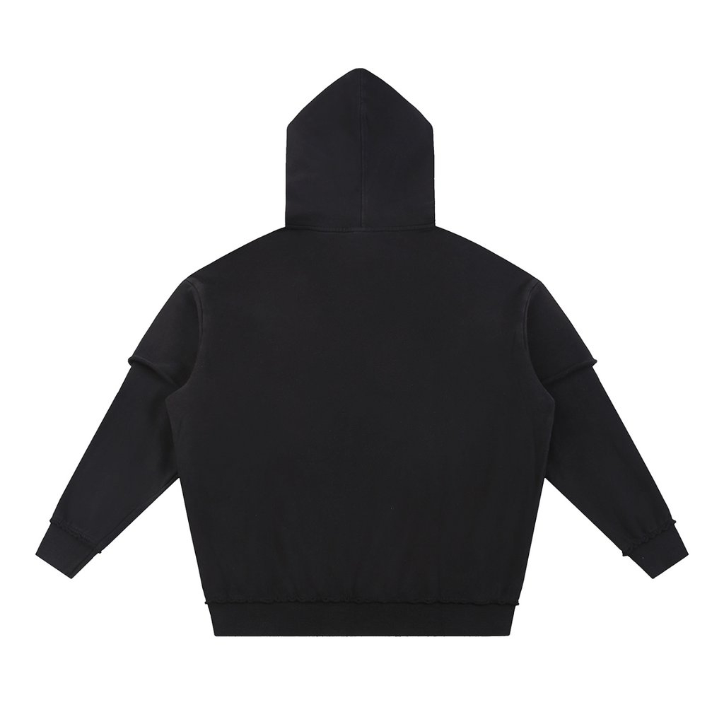 hoodie,layered,black,xlvii,washed,fade,doublelayer,allsize